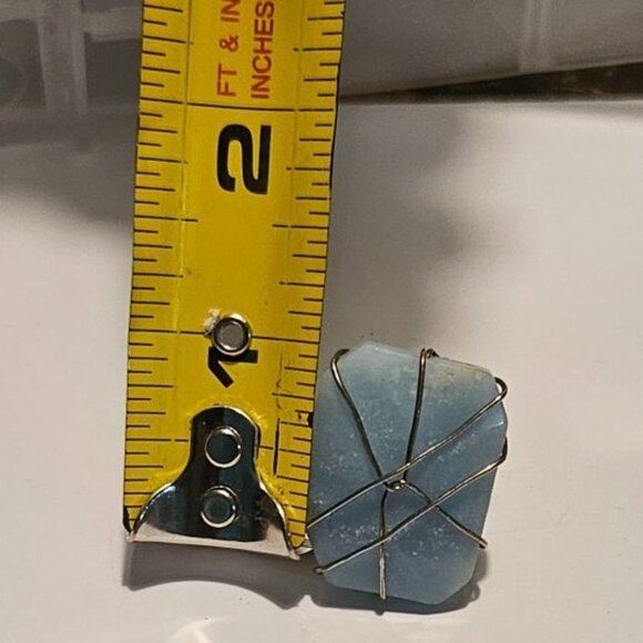 Adjustable Ring Statement Wire-Wrapped Blue Stone Unique Handmade Metal Band - Picture 3 of 9